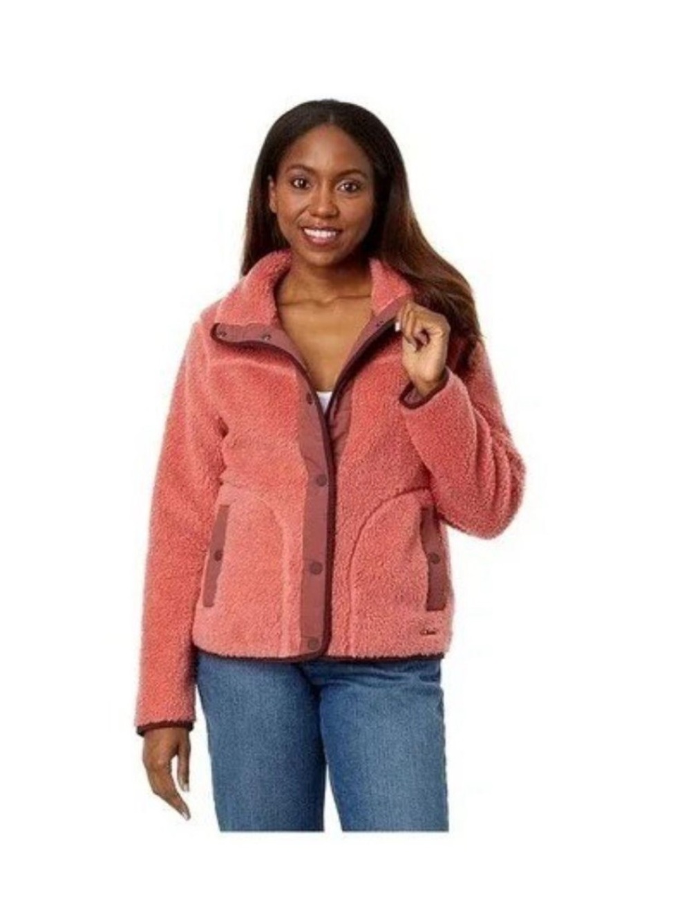 EUC L.L. Bean Coral Pink Sherpa-Lined Jacket